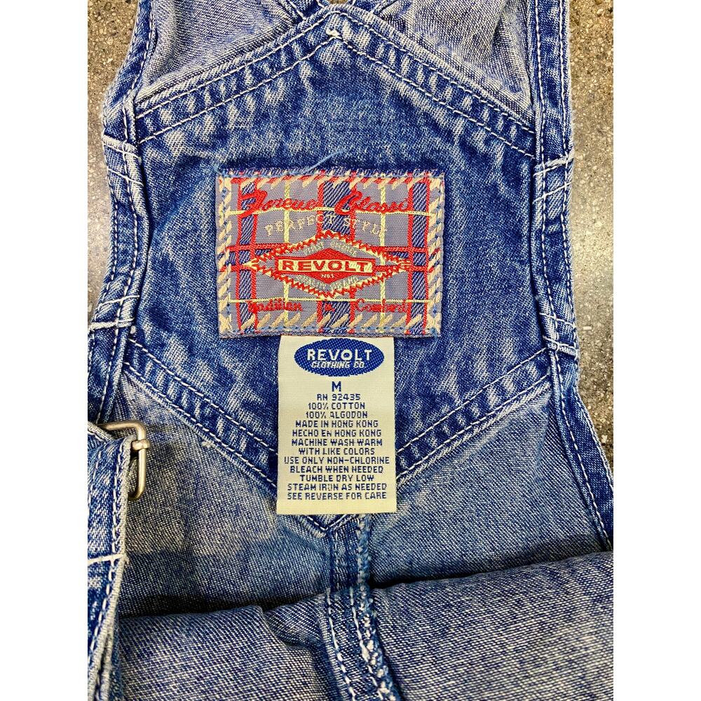 Vintage Revolt Denim Overalls Womens M Wide Leg Stripe Carpenter - Picture 5 of 7